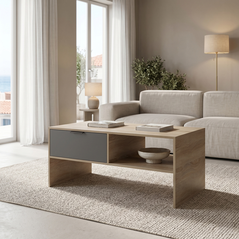 product_pako_230-000267 Τραπέζι σαλονιού Felina sonoma-ανθρακί 100x50x45εκ - Image 1