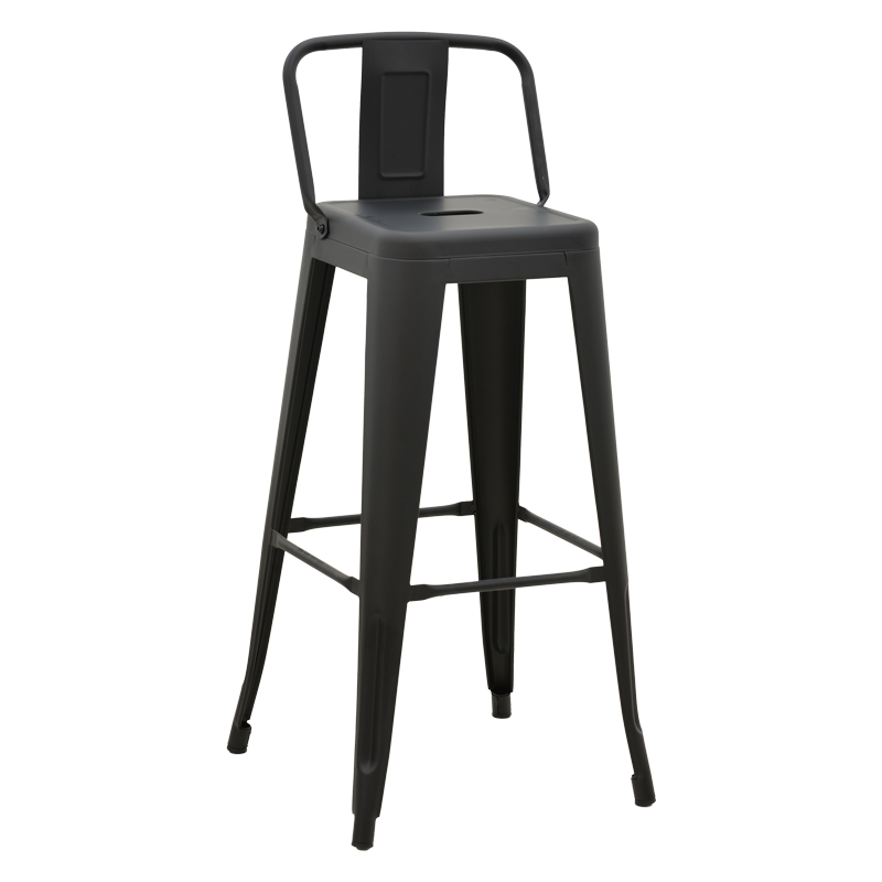 product_pako_270-000017 Σκαμπό μπαρ με πλάτη Utopia μαύρο ματ μέταλλο 42x42x97εκ - Image 1