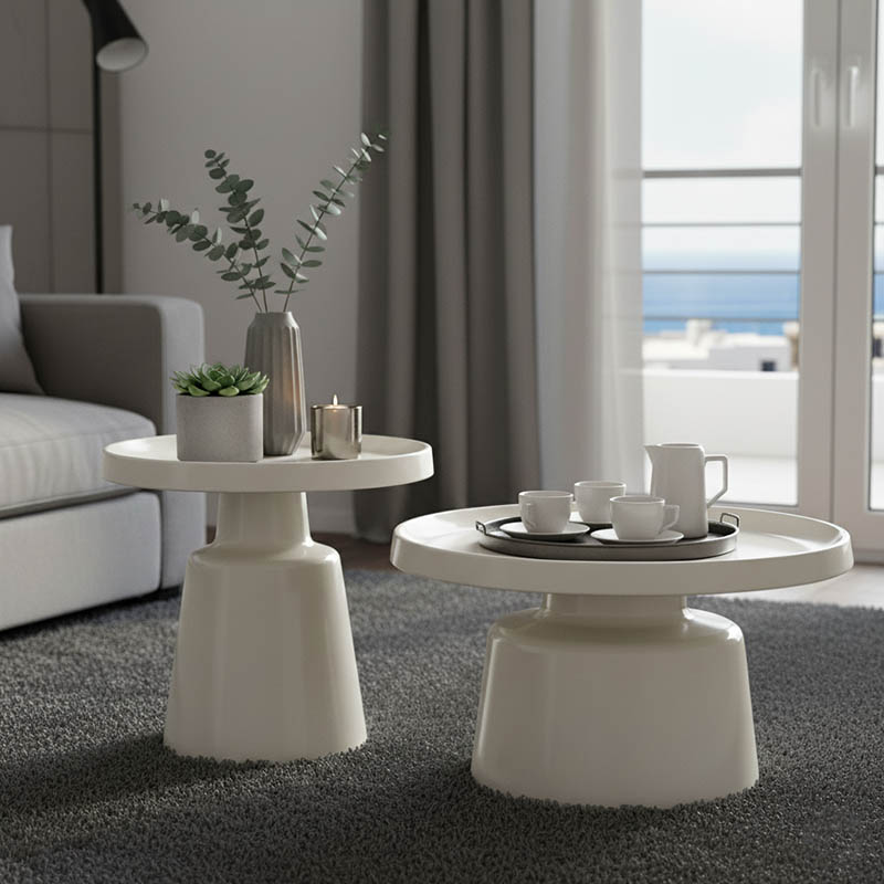 product_pako_278-000043 Τραπέζια σαλονιού Ginoze σετ 2τεμ μέταλλο λευκά - Image 1