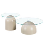 Τραπέζια σαλονιού Barel σετ 2τεμ μέταλλο cappuccino- clear glass - Image 2