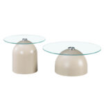Τραπέζια σαλονιού Barel σετ 2τεμ μέταλλο cappuccino- clear glass - Image 3