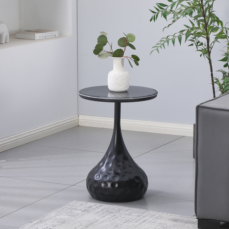 product_pako_278-000061 Βοηθητικό τραπέζι Gala μαύρο μέταλλο - μαύρο μάρμαρο Φ40x60εκ - Image 1