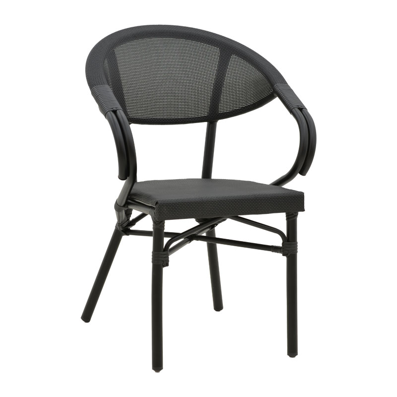 product_pako_289-000001 Πολυθρόνα Isaia μαύρο αλουμίνιο-textilene μαύρο 57x57x83εκ - Image 1