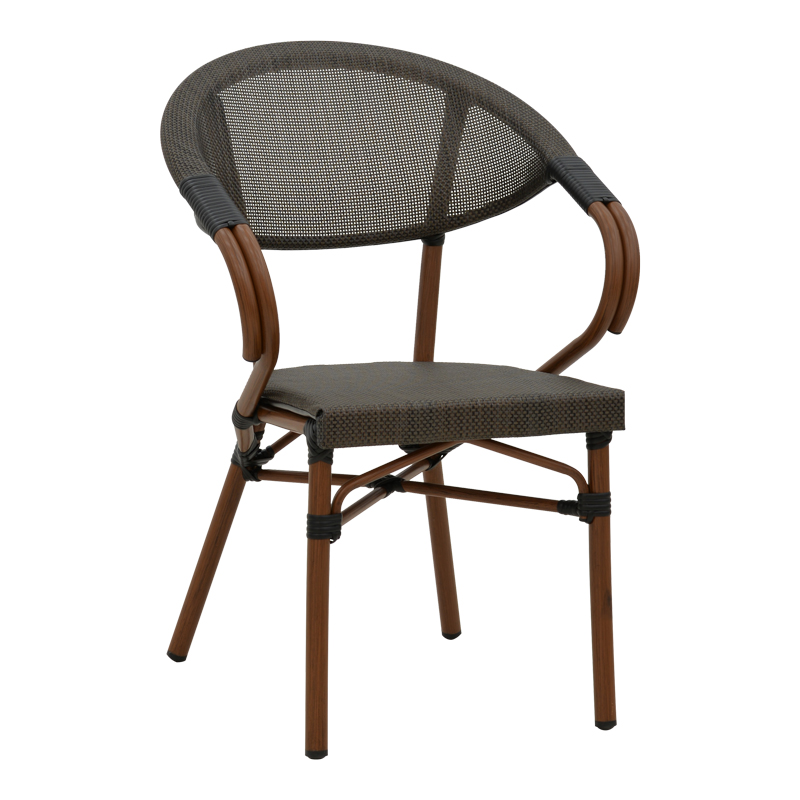 product_pako_289-000002 Πολυθρόνα Isaia καρυδί αλουμίνιο-textilene μαύρο 57x57x83εκ - Image 1
