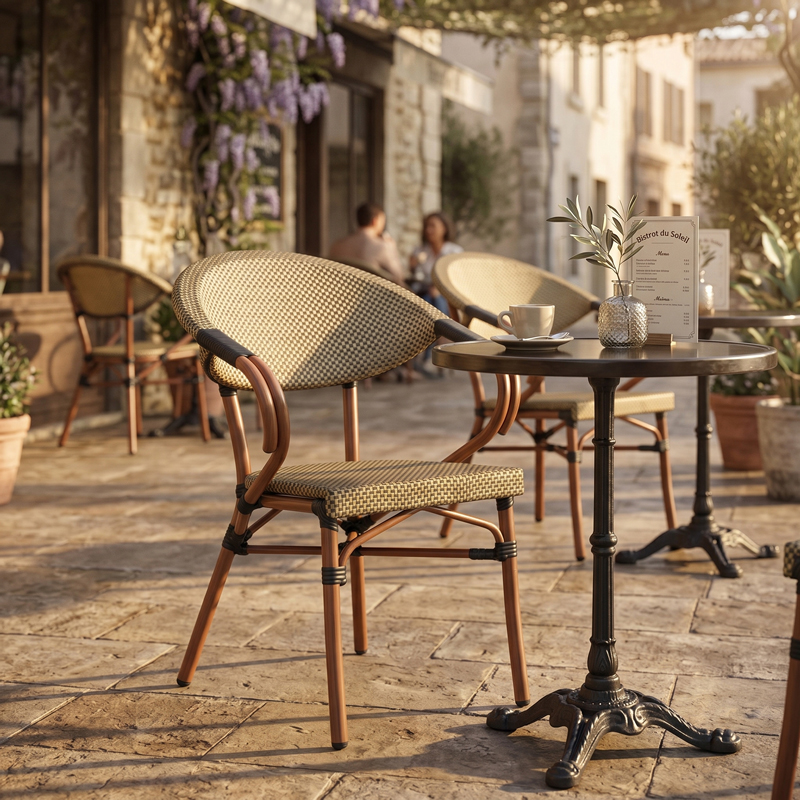 product_pako_289-000024 Πολυθρόνα Isaia καρυδί αλουμίνιο-textilene χρυσό 57x57x83εκ - Image 1