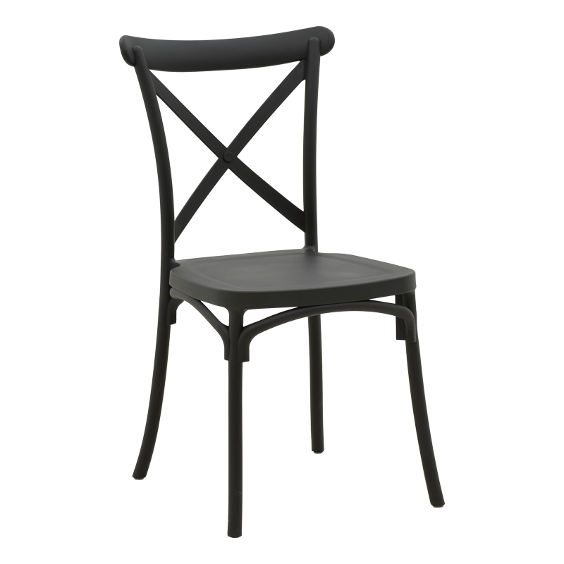 product_pako_326-000074 Καρέκλα Crossie στοιβαζόμενη pp μαύρο 43x53x88εκ - Image 1