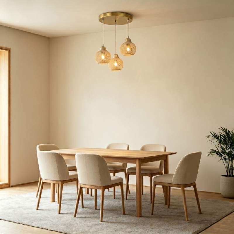product_pako_342-000153 Φωτιστικό οροφής τρίφωτο Denma E27 χρυσό μεταλλικό με PP Φ40x120εκ - Image 1
