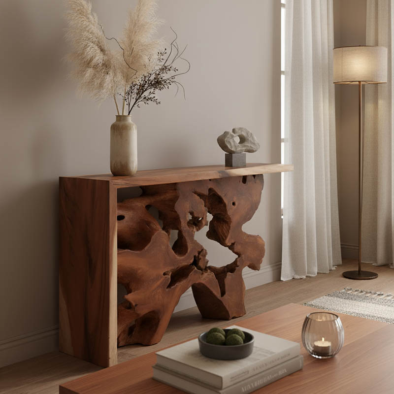 product_pako_343-000079 Κονσόλα Jako Inart teak ξύλο σε φυσική απόχρωση 120x40x80εκ - Image 1