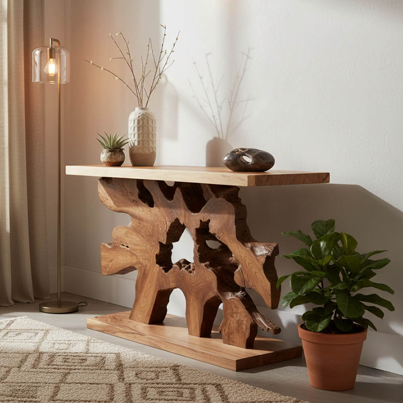 product_pako_343-000080 Κονσόλα Nasiol Inart teak ξύλο σε φυσική απόχρωση 120x40x75εκ - Image 1