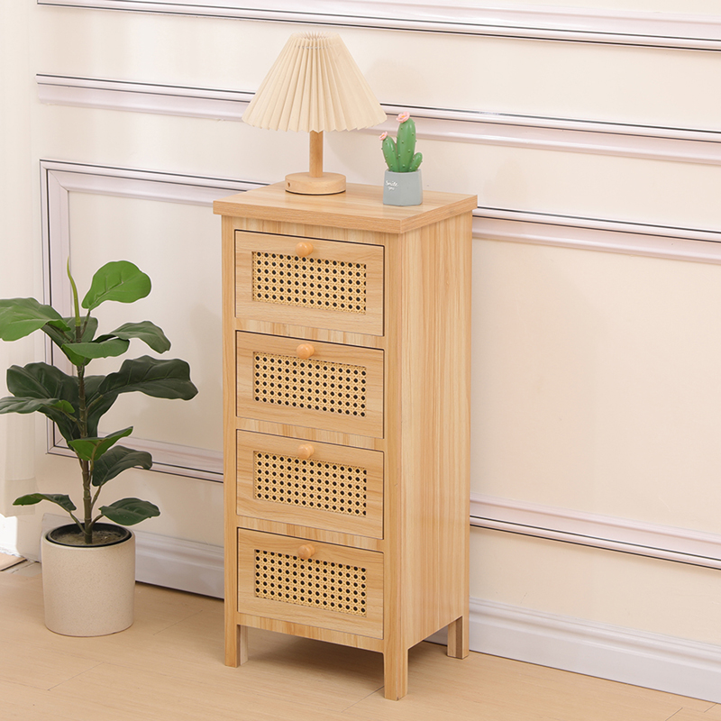product_pako_370-000039 Συρταριέρα Scandy ξύλο πεύκου-rattan σε φυσική απόχρωση 34.5x26x78.5εκ - Image 1