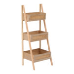 Ραφιέρα επιδαπέδια 3όροφη Scandy mdf-rattan σε φυσική απόχρωση 44x37x110εκ - Image 2