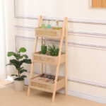 Ραφιέρα επιδαπέδια 3όροφη Scandy mdf-rattan σε φυσική απόχρωση 44x37x110εκ