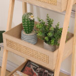 Ραφιέρα επιδαπέδια 3όροφη Scandy mdf-rattan σε φυσική απόχρωση 44x37x110εκ - Image 5
