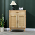 Μπουφές Scandy ξύλο πεύκου-rattan σε φυσική απόχρωση 60x30x80εκ - Image 5