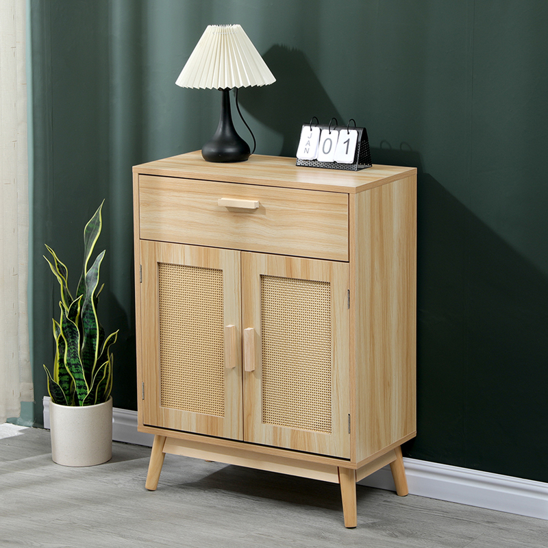 product_pako_370-000041 Μπουφές Scandy ξύλο πεύκου-rattan σε φυσική απόχρωση 60x30x80εκ - Image 1