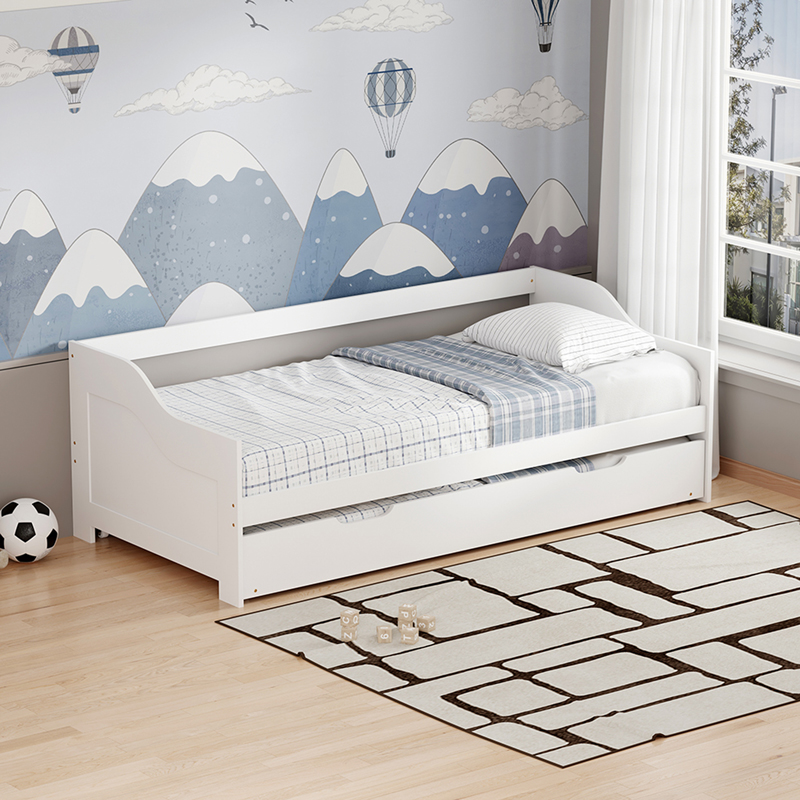 product_pako_370-000047 Καναπές-κρεβάτι Benato με συρόμενο κρεβάτι ξύλο πεύκου λευκό 90x190εκ - Image 1