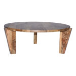 Τραπέζι σαλονιού Japandi μάνγκο ξύλο σε φυσική απόχρωση Φ90x35εκ - Image 3