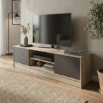 Έπιπλο τηλεόρασης Sasa sonoma-ανθρακί 150x35x41.5εκ
