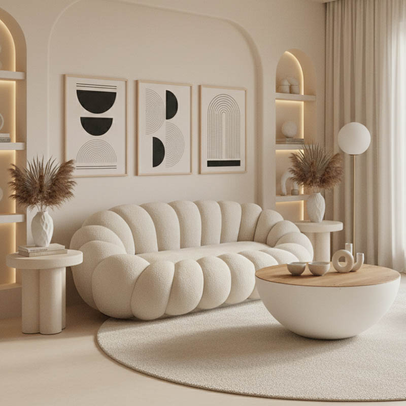 product_pako_392-000001 Καναπές Embrace μπουκλέ ύφασμα σε μπεζ απόχρωση 180x105x65εκ - Image 1