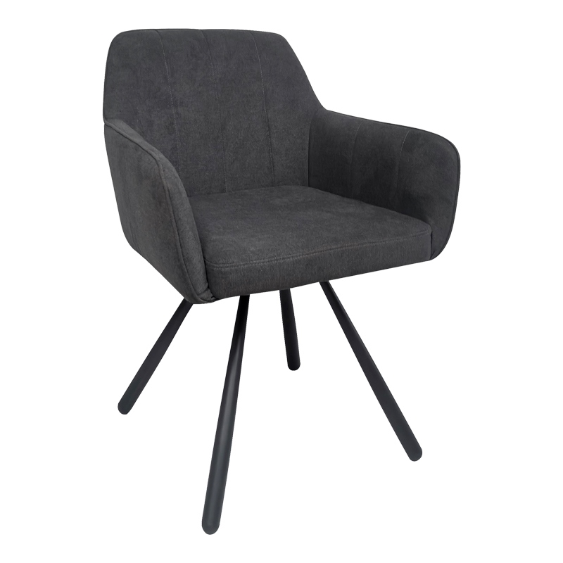 product_pako_392-000028 Πολυθρόνα Kinuz ύφασμα ανθρακί-μαύρα μεταλλικά πόδια 55x60x86εκ (Σετ 2 τεμαχίων) - Image 1