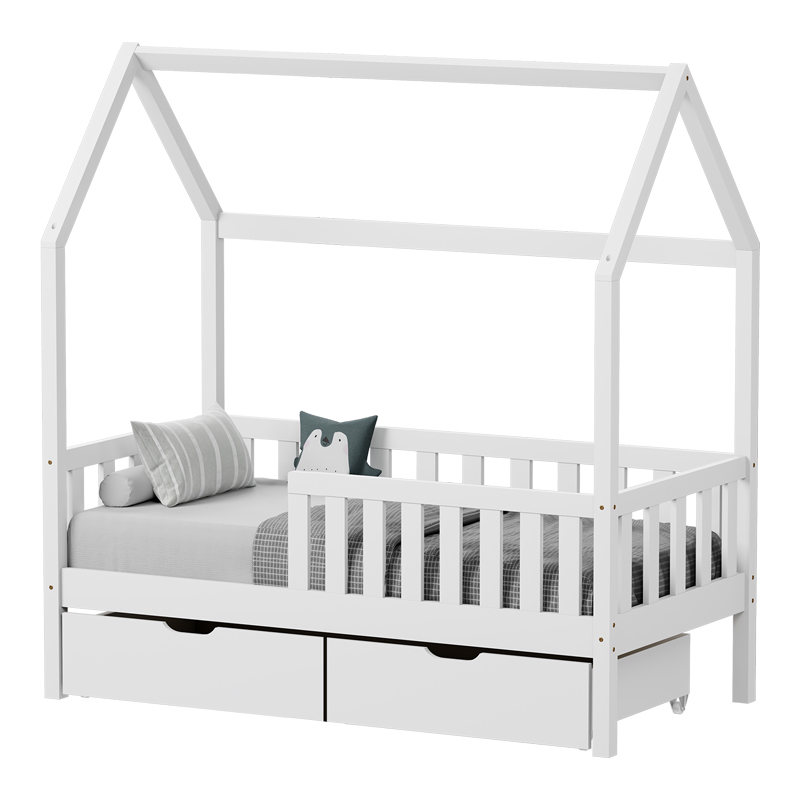 product_pako_412-000005 Παιδικό κρεβάτι Bendina τ. Montessori με 2 συρτάρια ξύλο πεύκου λευκό 90x190εκ - Image 1