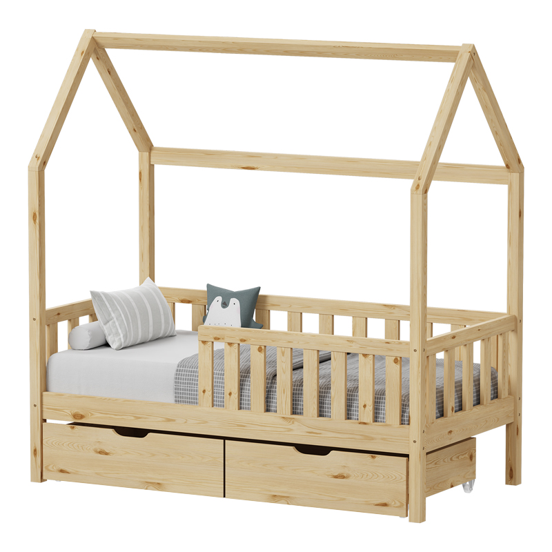 product_pako_412-000006 Παιδικό κρεβάτι Bendina τ. Montessori με 2 συρτάρια ξύλο πεύκου σε φυσικη αποχρωση 90x190εκ - Image 1