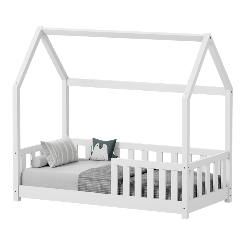product_pako_412-000007 Παιδικό κρεβάτι Bambie με κιγκλίδωμα τ. Montessori ξύλο πεύκου λευκό 70x140εκ - Image 1