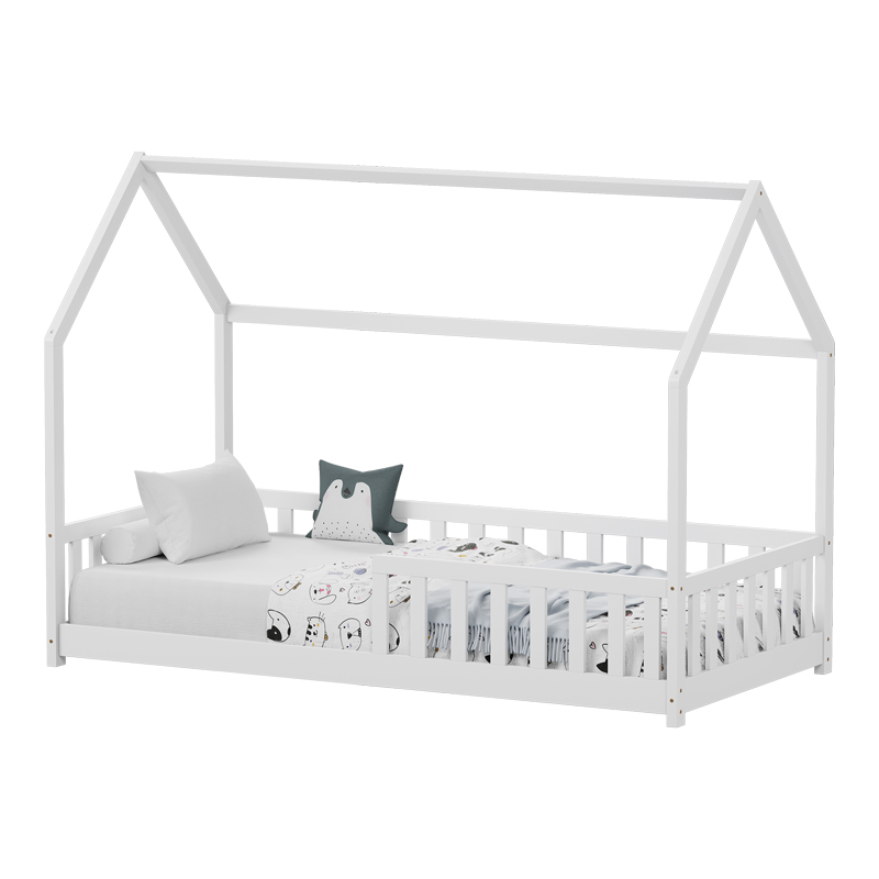 product_pako_412-000009 Παιδικό κρεβάτι Bambie με κιγκλίδωμα τ. Montessori ξύλο πεύκου λευκό 90x190εκ - Image 1