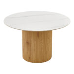 Τραπέζι Sikulu oak MDF με κεραμική επιφάνεια σε λευκό μαρμάρου Φ125x77εκ - Image 2