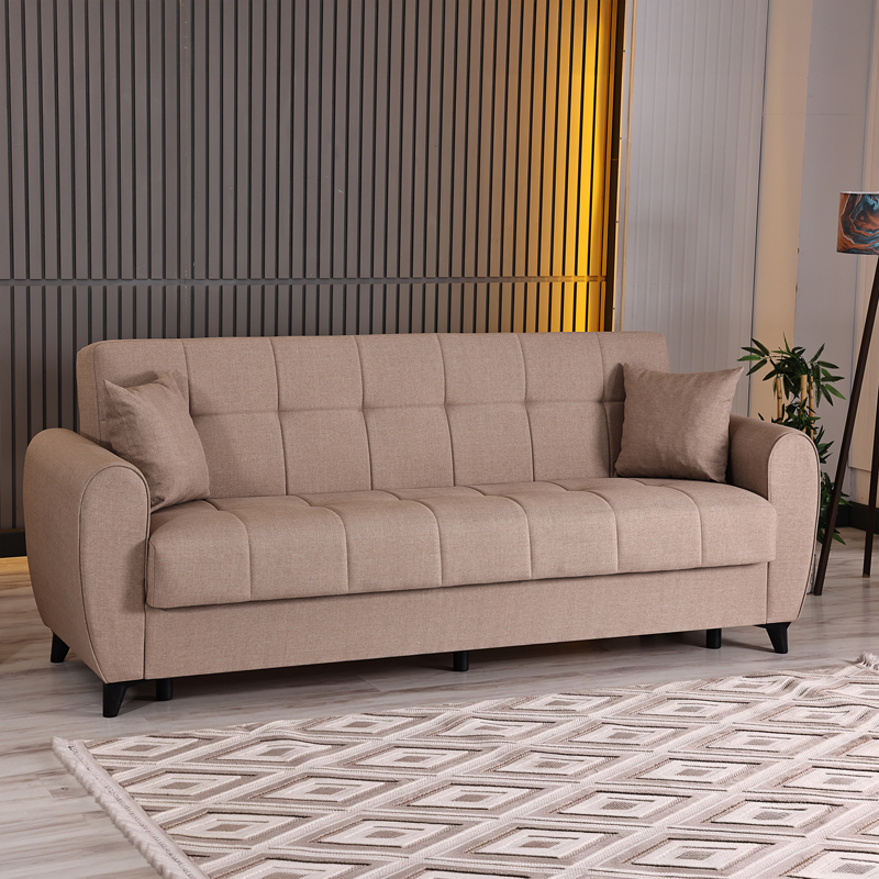 product_pako_418-000013 Καναπές Κρεβάτι τριθέσιος Lincoln με αποθηκευτικό χώρο μπεζ ύφασμα 226x84x93εκ - Image 1