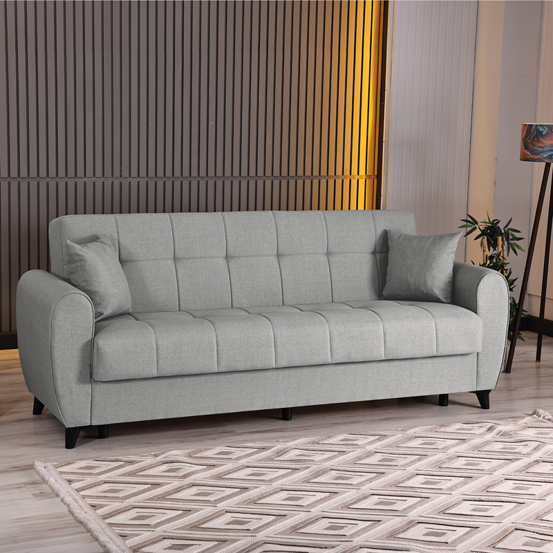 product_pako_418-000014 Καναπές Κρεβάτι τριθέσιος Lincoln με αποθηκευτικό χώρο ανοιχτό γκρι ύφασμα 226x84x93εκ - Image 1