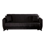 Καναπές Κρεβάτι τριθέσιος Modesto με αποθηκευτικό χώρο μαύρο ύφασμα 213x84x86εκ - Image 5