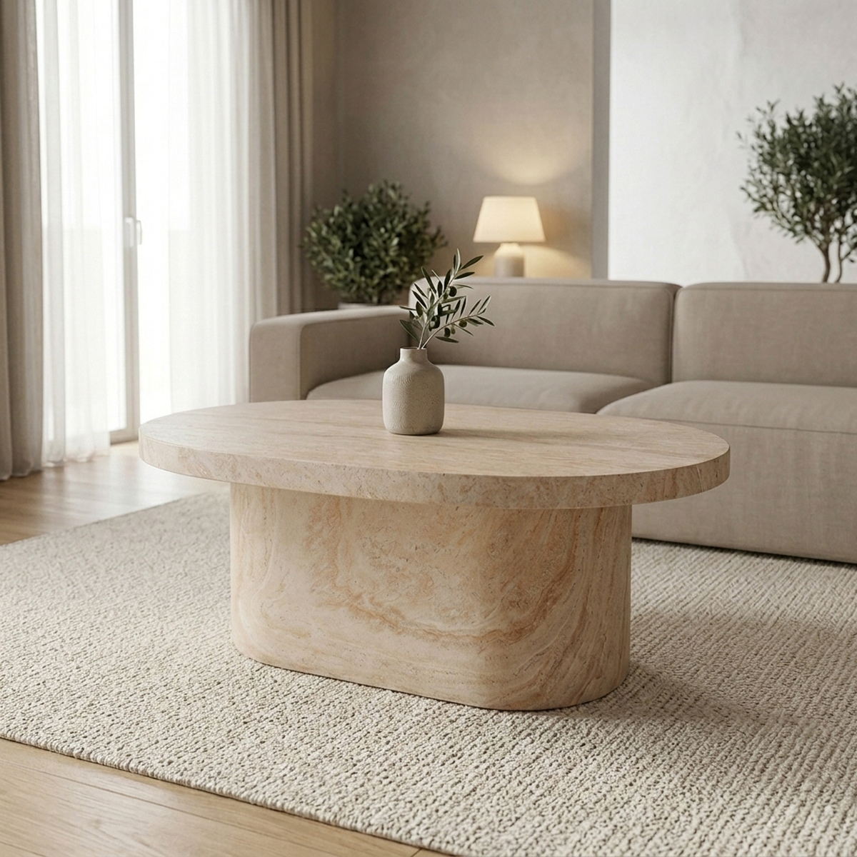 product_pako_419-000012 Τραπέζι σαλονιού Vooge MGO όψη τραβερτίνας 100x64x39εκ - Image 1