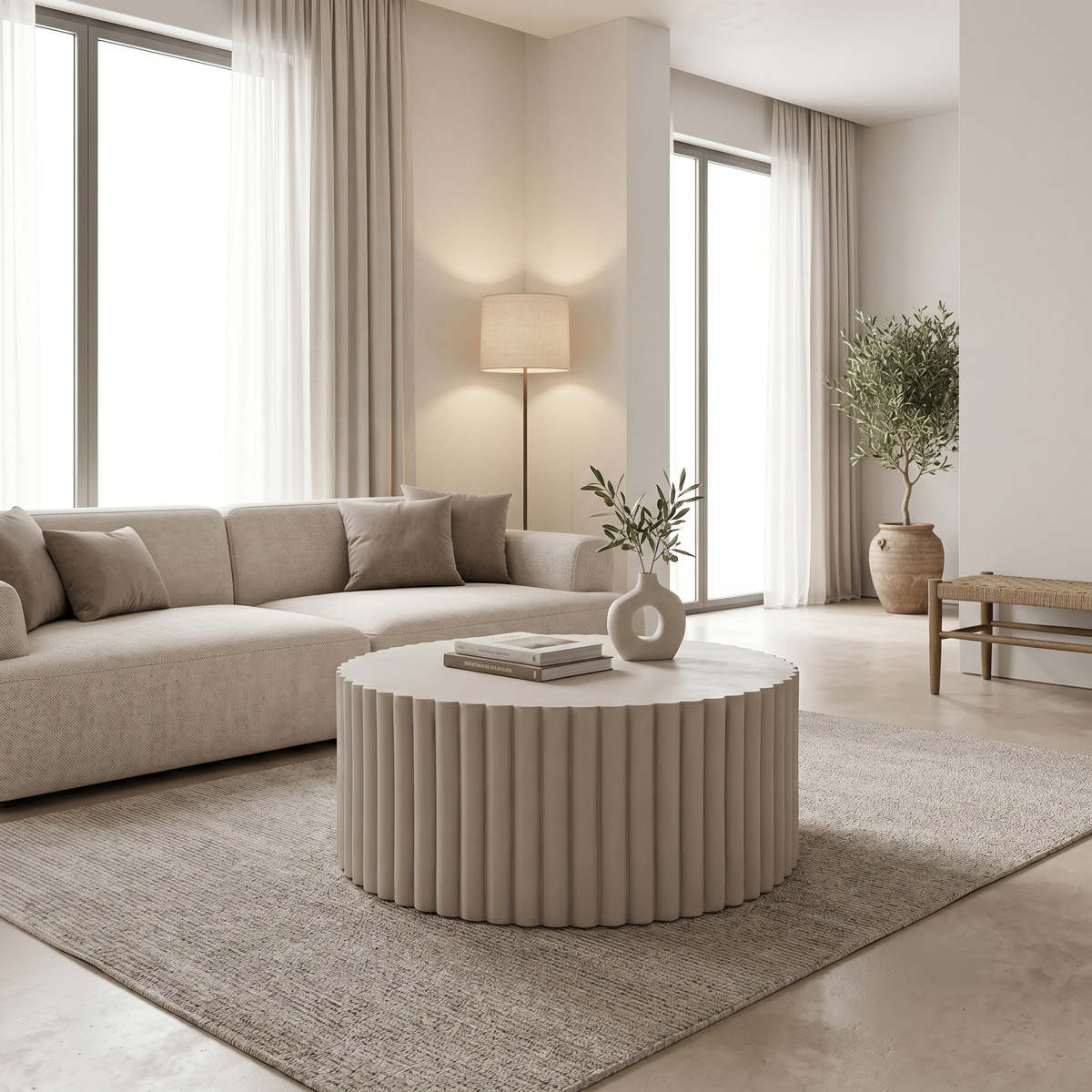 product_pako_419-000019 Τραπέζι σαλονιού Binero MGO ανοιχτό γκρι Φ106x45εκ - Image 1