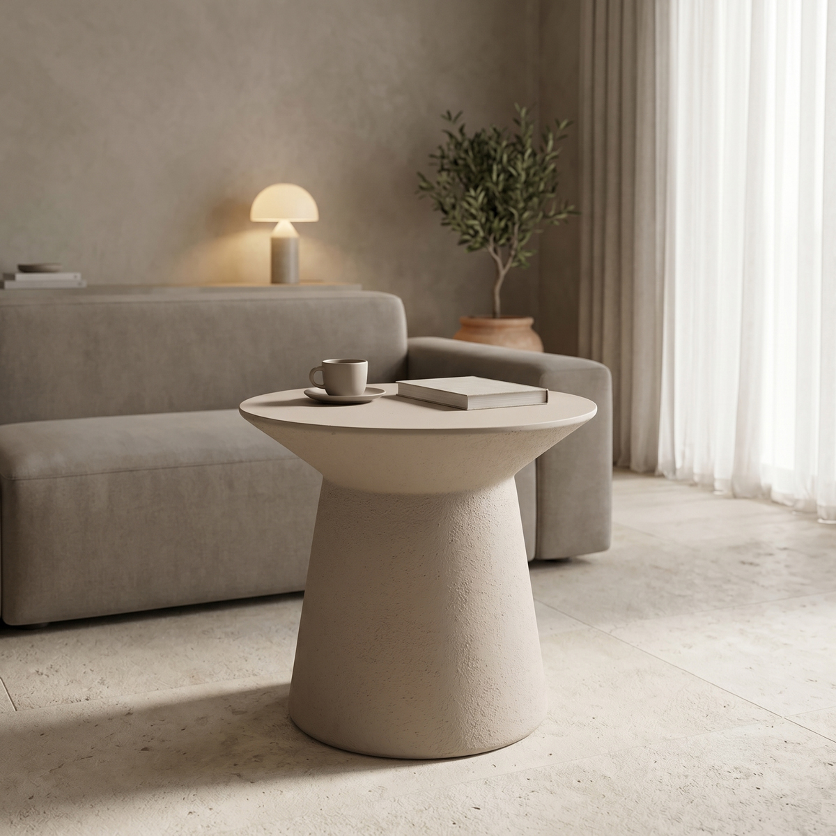 product_pako_419-000024 Τραπέζι σαλονιού Peble MGO cappuccino Φ55x50εκ - Image 1