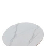 Tραπέζι Balou sintered stone σε λευκή απόχρωση με όψη μαρμάρου-βάση λευκό μέταλλο Φ90x73εκ - Image 3