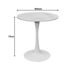 Tραπέζι Balou sintered stone σε λευκή απόχρωση με όψη μαρμάρου-βάση λευκό μέταλλο Φ90x73εκ - Image 4