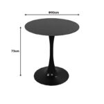 Tραπέζι Balou sintered stone σε μαύρη απόχρωση με όψη μαρμάρου-βάση μαύρο μέταλλο Φ90x73εκ - Image 3