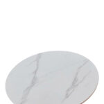 Tραπέζι Balou sintered stone σε λευκή απόχρωση με όψη μαρμάρου-βάση λευκό μέταλλο Φ120x73εκ - Image 2