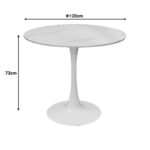 Tραπέζι Balou sintered stone σε λευκή απόχρωση με όψη μαρμάρου-βάση λευκό μέταλλο Φ120x73εκ - Image 3