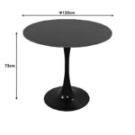 Tραπέζι Balou sintered stone σε μαύρη απόχρωση με όψη μαρμάρου-βάση μαύρο μέταλλο Φ120x73εκ - Image 3