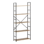Βιβλιοθήκη Manlo oak με μαύρο μέταλλο 58.6x23.5x144εκ - Image 2