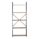 Βιβλιοθήκη Manlo oak με μαύρο μέταλλο 58.6x23.5x144εκ - Image 3