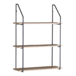 Ραφιέρα τοίχου Fema oak με μαύρο μέταλλο 60x20x80εκ - Image 2
