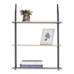 Ραφιέρα τοίχου Fema oak με μαύρο μέταλλο 60x20x80εκ - Image 3