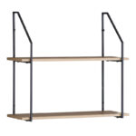 Ραφιέρα τοίχου Fema oak με μαύρο μέταλλο 60x20x52εκ - Image 2