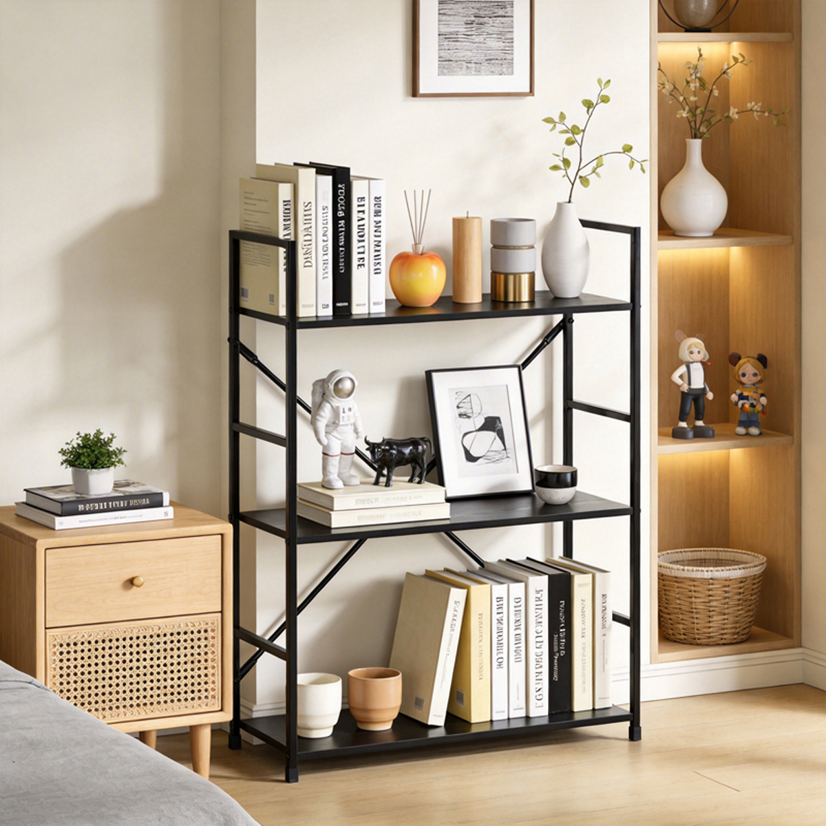 product_pako_085-000045 Βιβλιοθήκη-ραφιέρα Manlo μαύρο μέταλλο 58.6x23.5x80εκ - Image 1