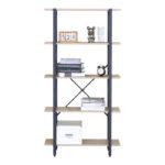 Βιβλιοθήκη Nebranzo oak με μαύρο μέταλλο 80x34x155.3εκ - Image 3