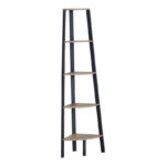 Γωνιακή βιβλιοθήκη Arvia oak με μαύρο μέταλλο 53.4x37.8x160.3εκ - Image 2