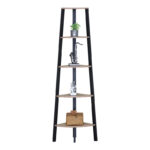 Γωνιακή βιβλιοθήκη Arvia oak με μαύρο μέταλλο 53.4x37.8x160.3εκ - Image 3